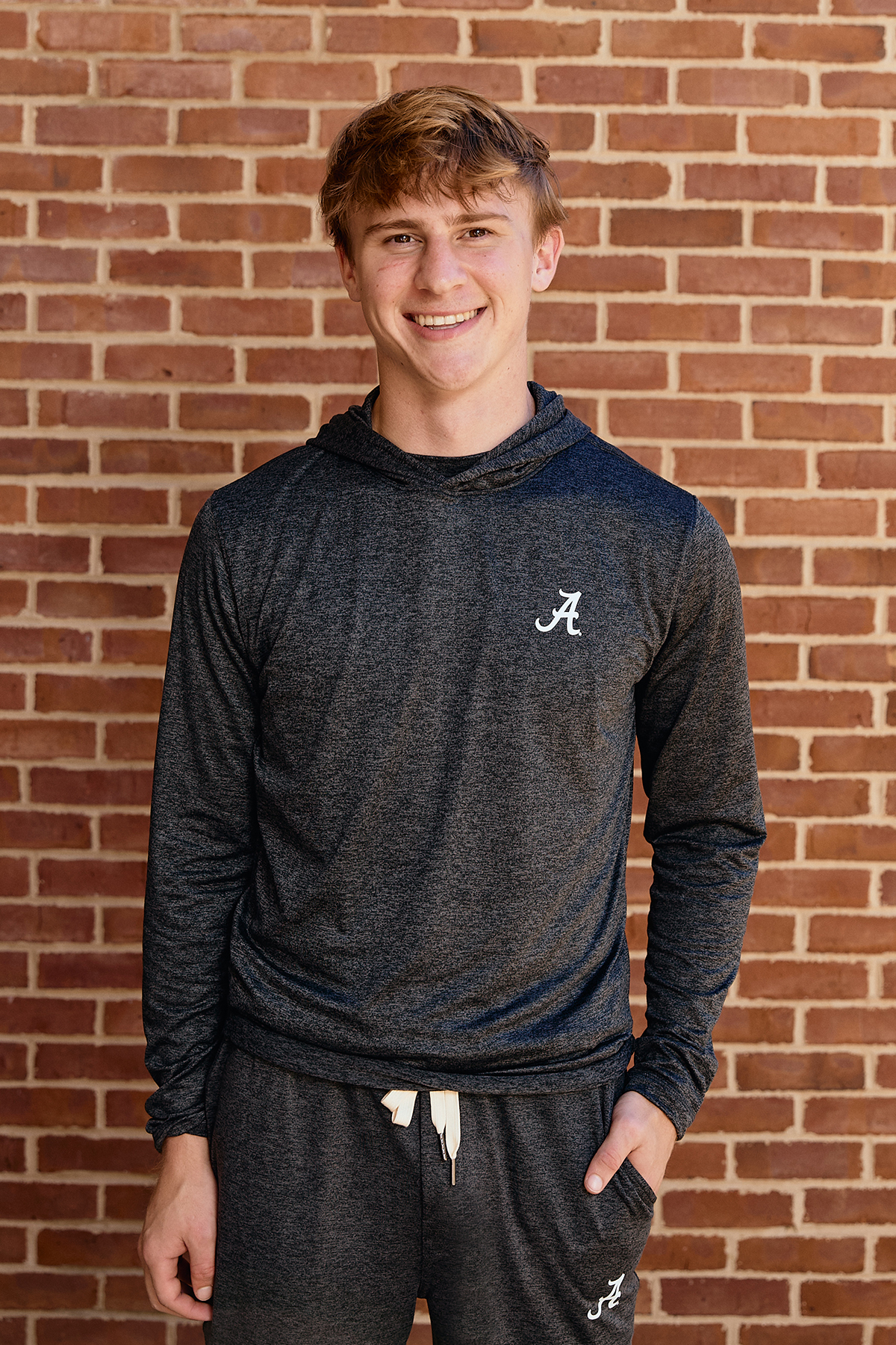 Logo FlowKnit Hoodie Mens in Charcoal