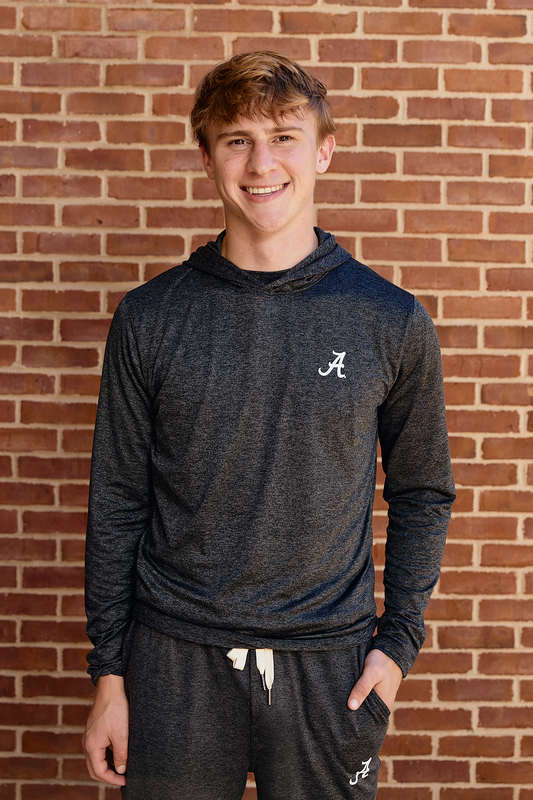 Logo FlowKnit Hoodie Mens in Charcoal