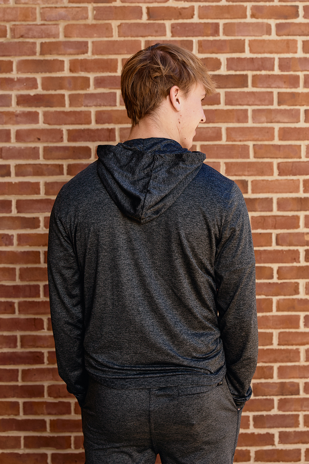 Logo FlowKnit Hoodie Mens in Charcoal