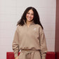 Logo Sueded Fleece Quarter Zip Sweatshirt in Desert Khaki