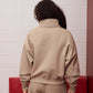 Logo Sueded Fleece Quarter Zip Sweatshirt in Desert Khaki
