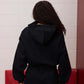 Logo Sueded Fleece Cropped Hoodie in Black