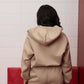 Logo Sueded Fleece Cropped Hoodie in Desert Khaki