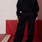 Logo Sueded Fleece Wide Leg in Black