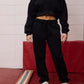 Logo Sueded Fleece Jogger in Black