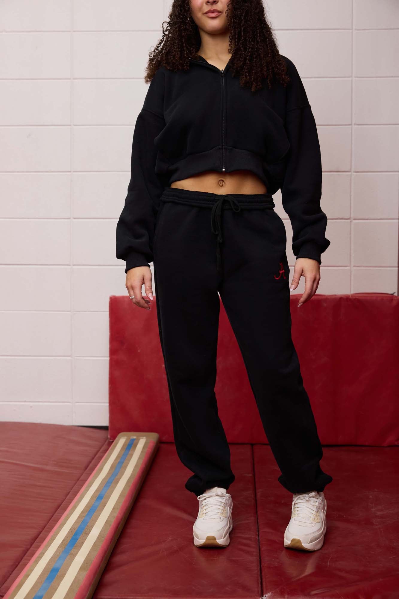 Logo Sueded Fleece Jogger in Black