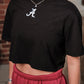 Logo Cloud Knit Boxy Crop in Black