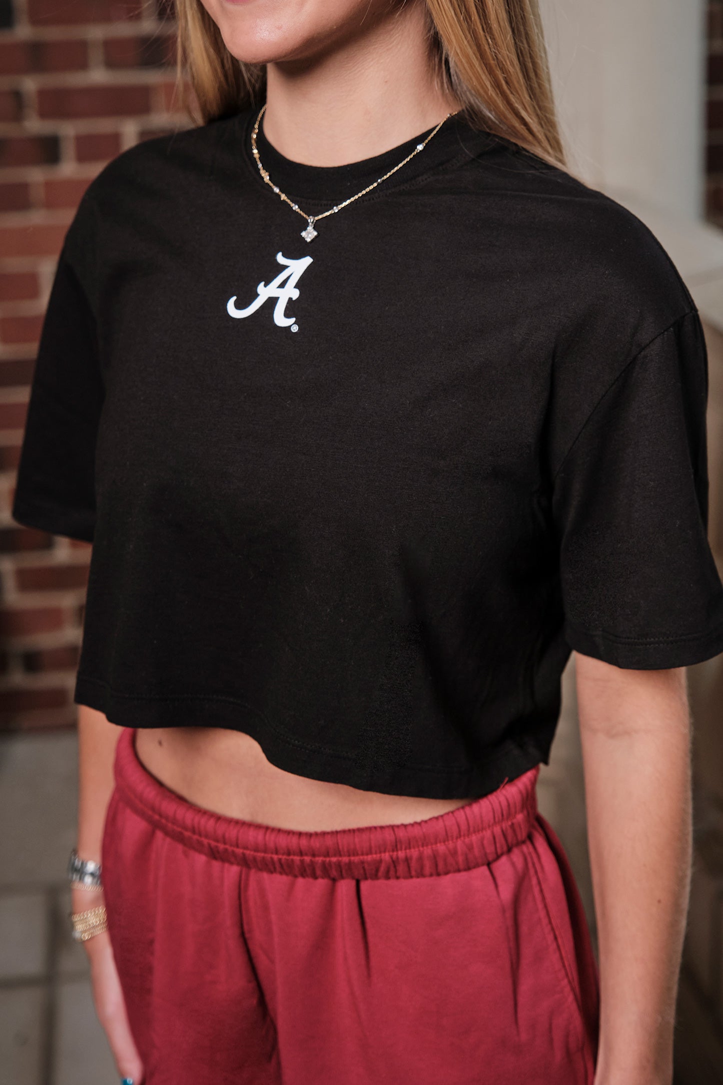 Logo Cloud Knit Boxy Crop in Black