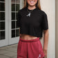 Logo Cloud Knit Boxy Crop in Black