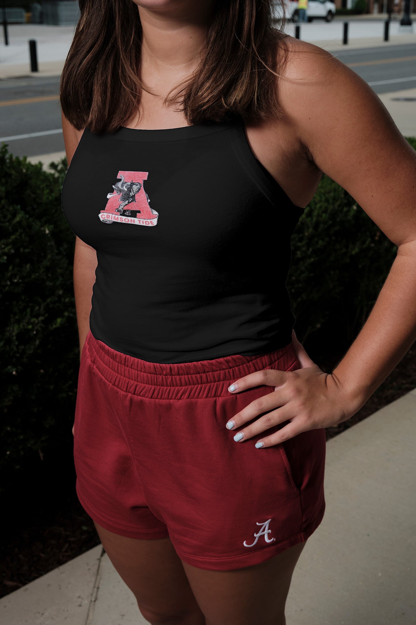 Vintage Logo Cloud Knit Spaghetti Tank in Black