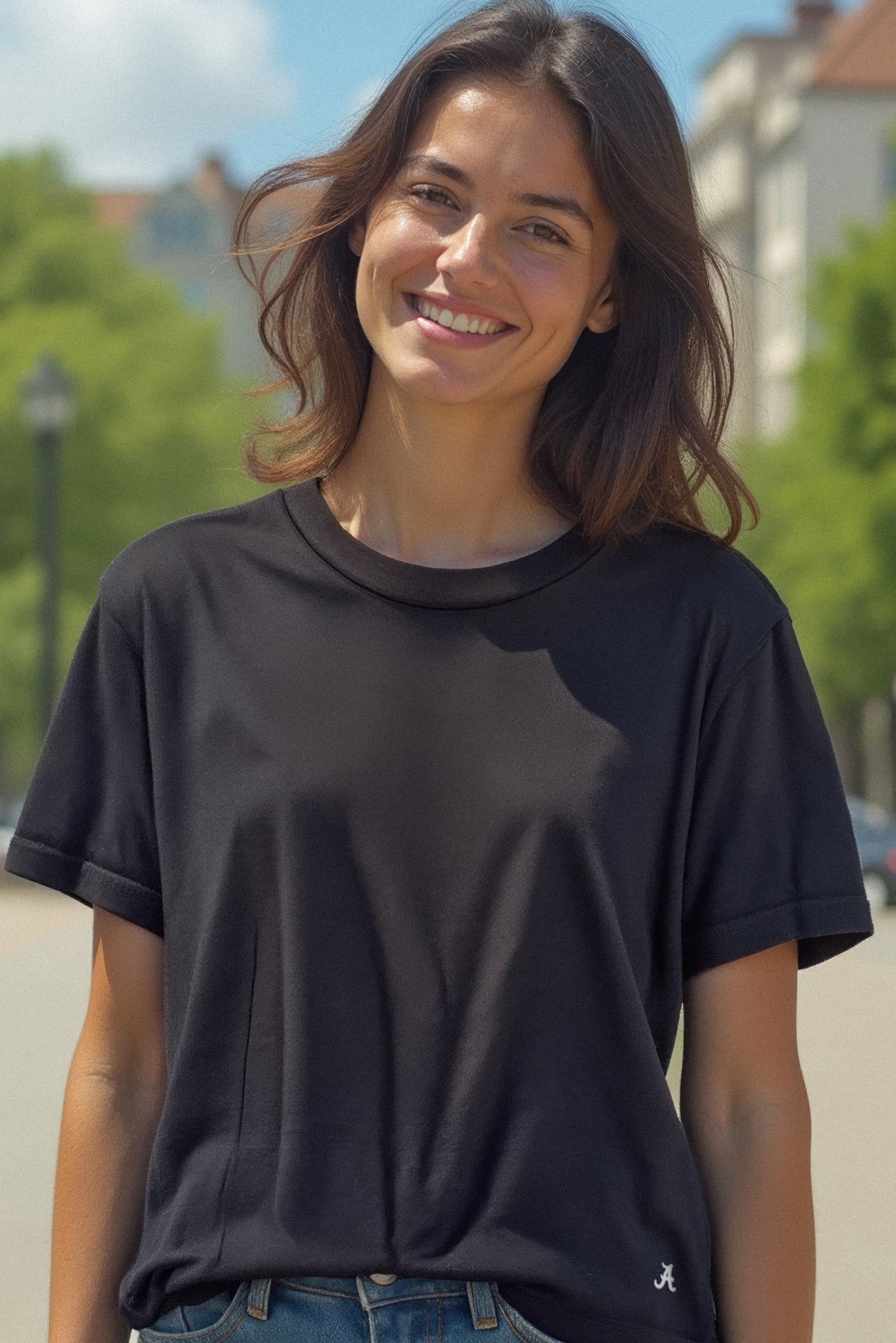 Mini Logo Butter Soft Classic Boxy Tee in Black