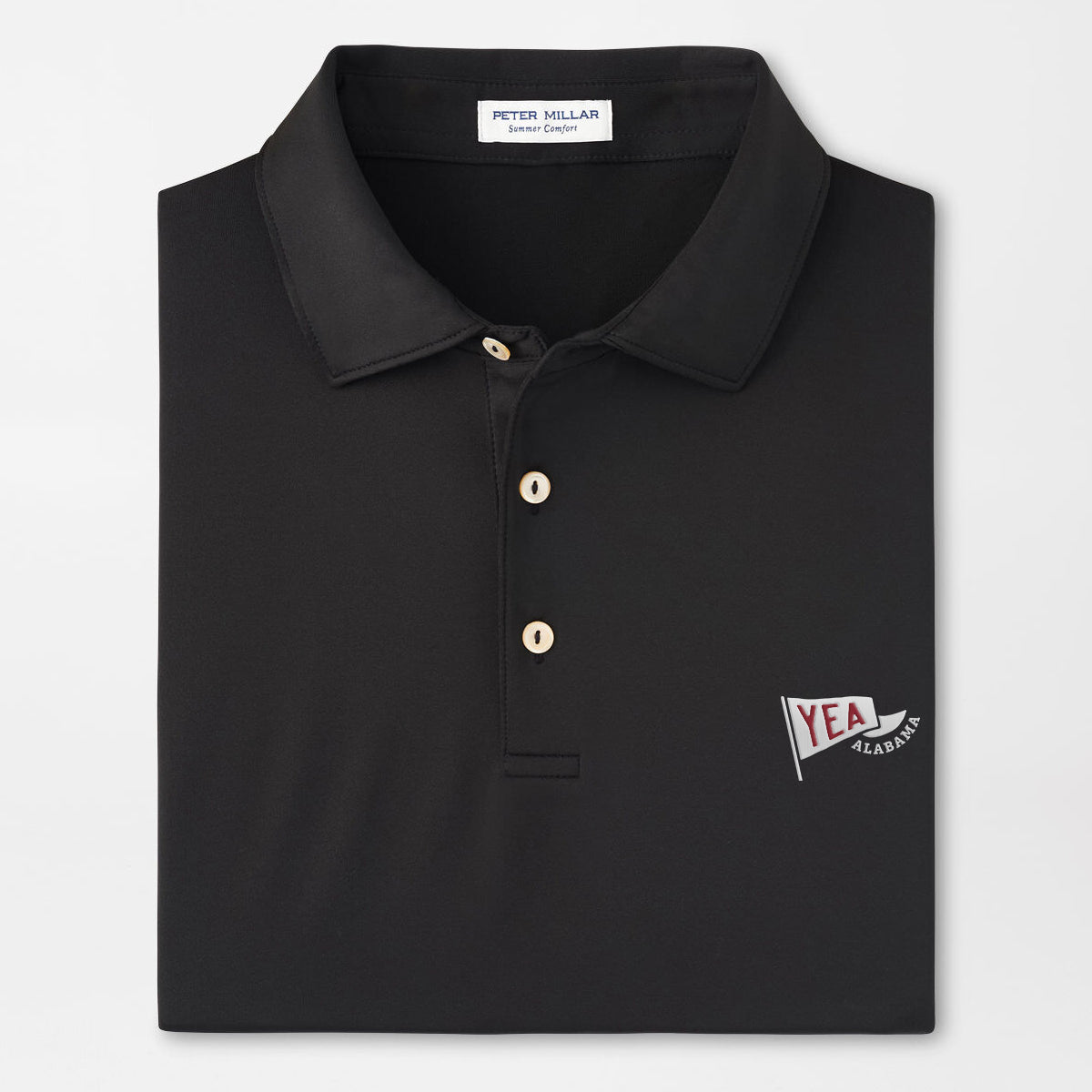 Solid Performance Polo Black - Yea Alabama Pennant
