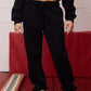 Logo Sueded Fleece Jogger in Black