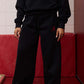 Logo Sueded Fleece Wide Leg in Black