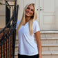 Mini Logo Butter Soft V-Neck in White