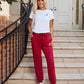 Logo Softest Fleece Jogger in Crimson
