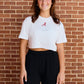 Logo Cloud Knit Boxy Crop in White