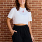 Logo Cloud Knit Boxy Crop in White